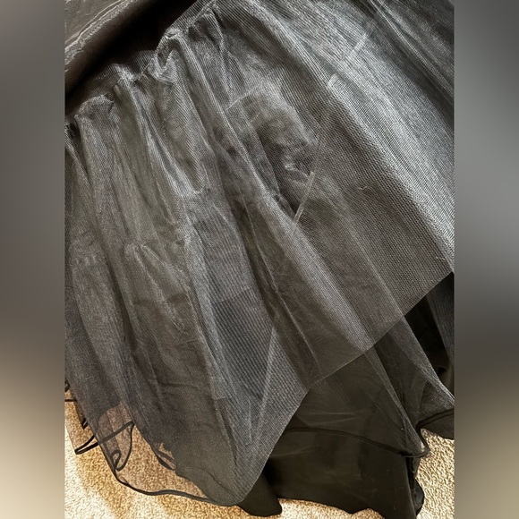 Sherri Hill black satin and crystals formal dress with crinoline. - Picture 5 of 6